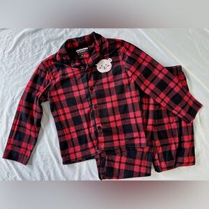 Cuddl Duds Jammies For Your Families Boys Pajama Set Size 10 Red Black Plaid 2pc